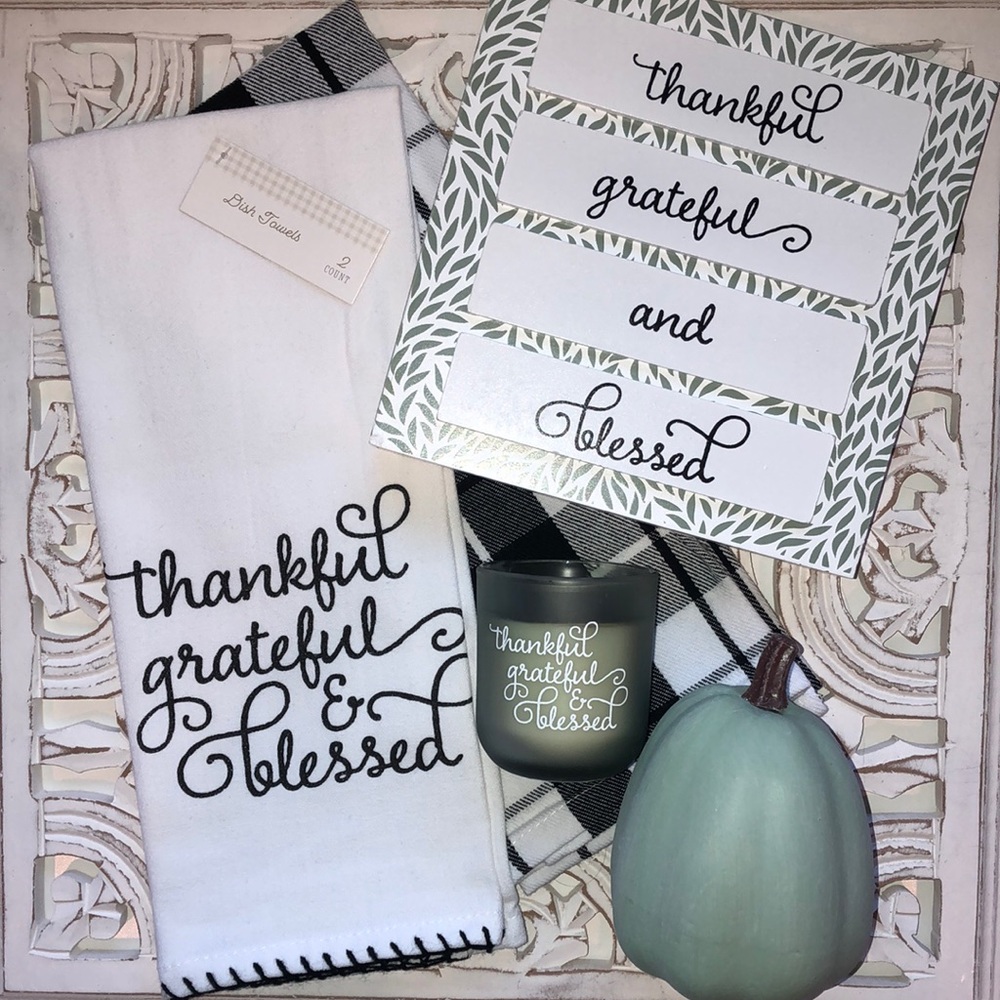 Target Fall Rustic Farmhouse Dish Towel Candle Pumpkin Decor Bundle